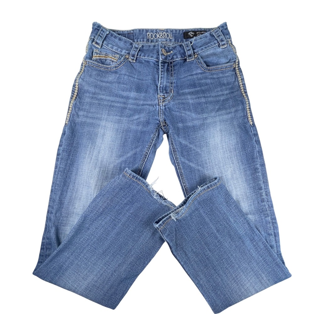 Rock & Roll Cowgirl Jeans Women 27/32 Blue Bootcut Flare Distressed W2-1383 - Picture 3 of 13
